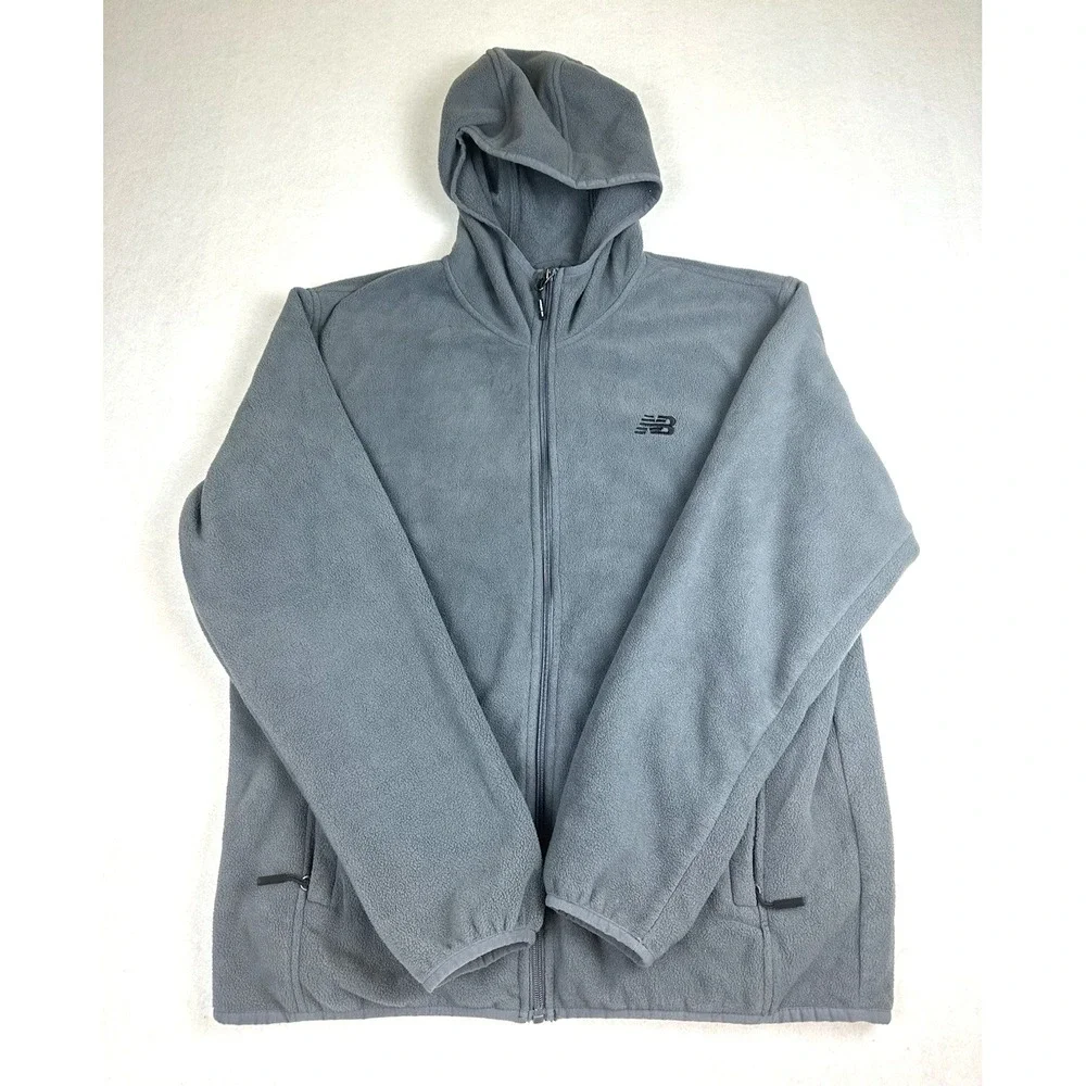 New Balance Men's Hoodie Full Zip Fleece Hooded Size M Medium Gray